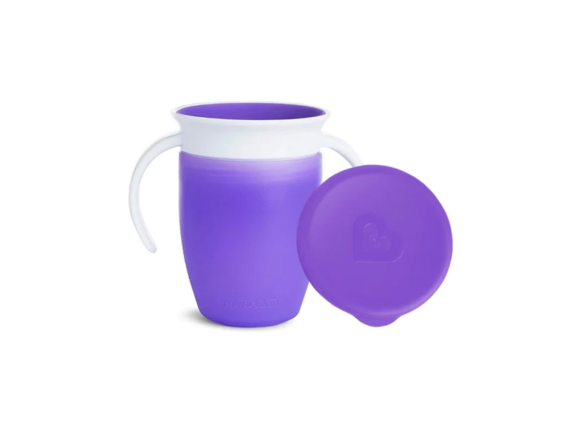 Munchkin Miracle 360 Degree Trainer Cup 7oz purple with lid