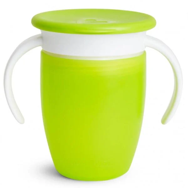 Munchkin Miracle 360 Degree Trainer Cup 7oz green with lid and handles