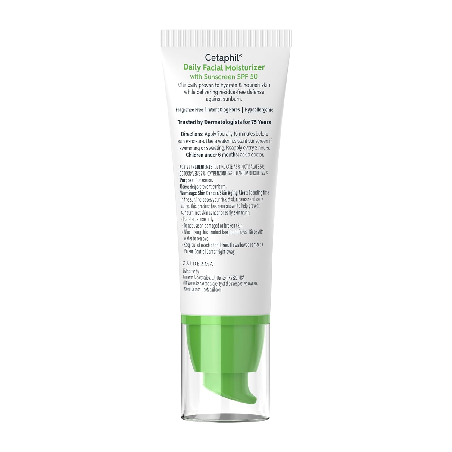Cetaphil Daily Facial Moisturiser with Sunscreen SPF 50, 50g tube