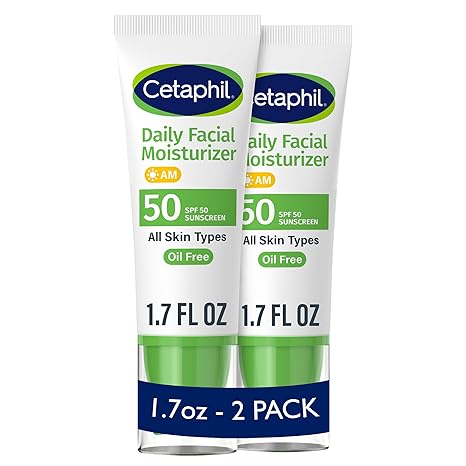Cetaphil Daily Facial Moisturiser SPF 50+ sunscreen 1.7 fl oz two pack